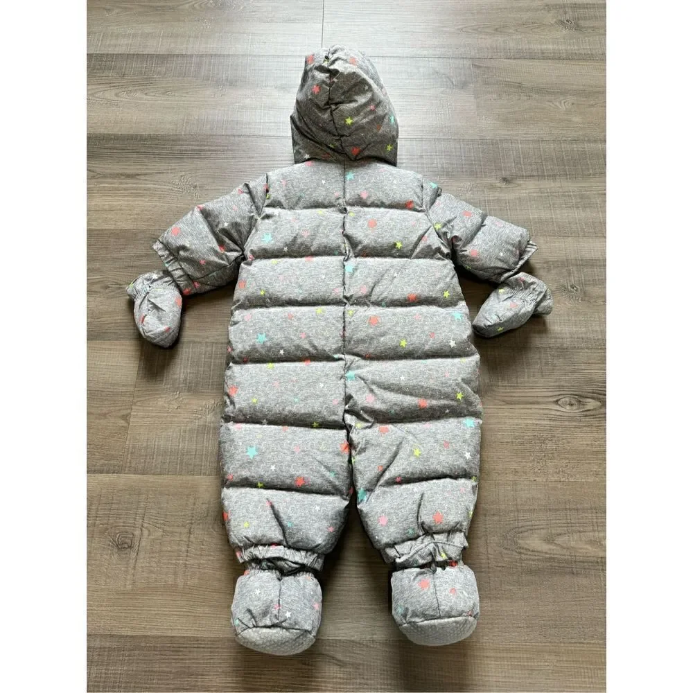 Baby Gap Unisex 0-6MO One Piece Footie Fleece Lined Grey Star Outfit